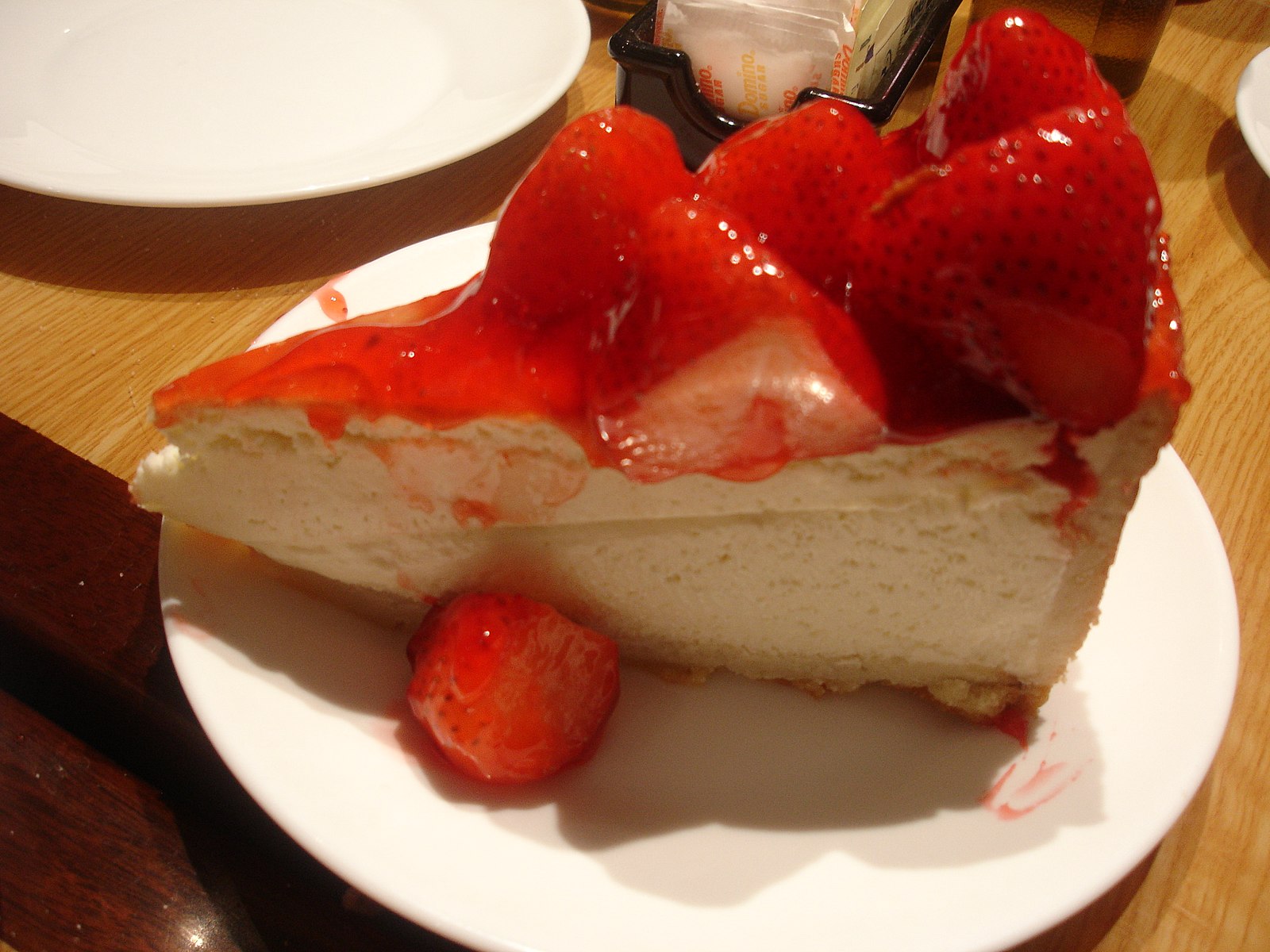 A slice of Strawberry Cheesecake from the Carnegie Deli